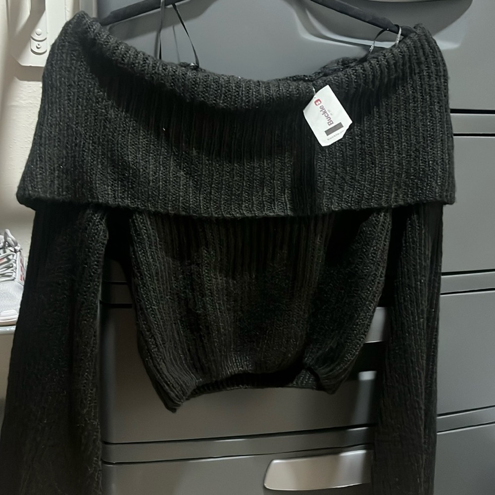 Buckle Off the shoulder sweater/ shirt